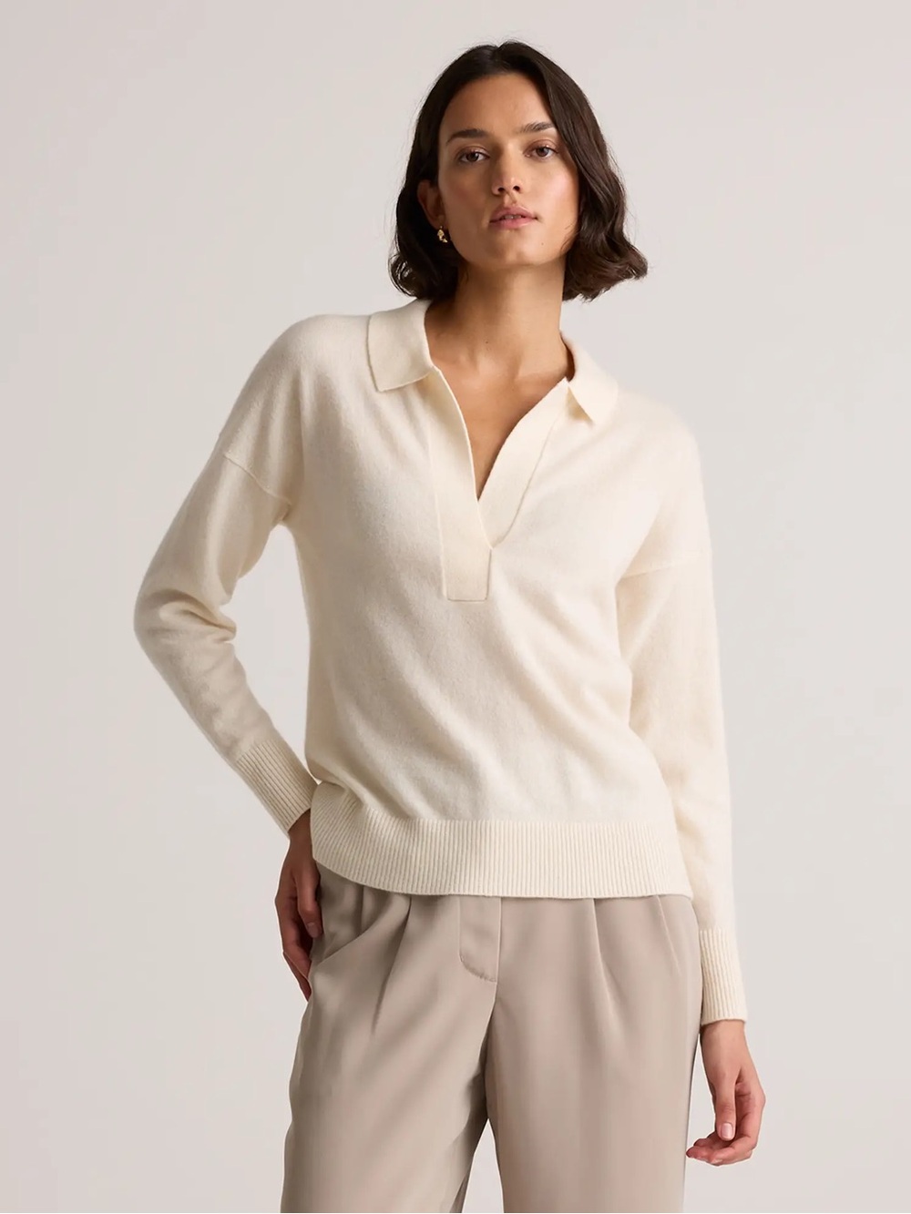 Quince women’s Mongolian Cashmere Polo Sweater M
